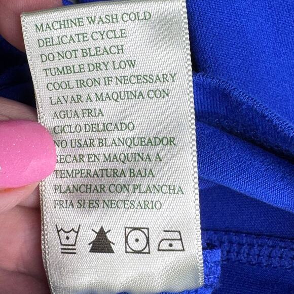 Tangerine Women’s Full Zip Athletic Jacket Blue Laser Cut Thumbholes Size Small - Picture 6 of 10